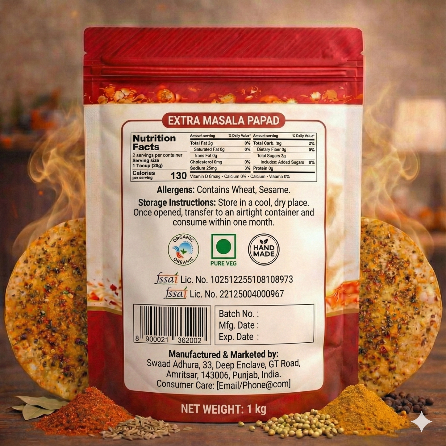 Swaad Adhura Extra Masala Papad – Extra Hot Spicy Papad