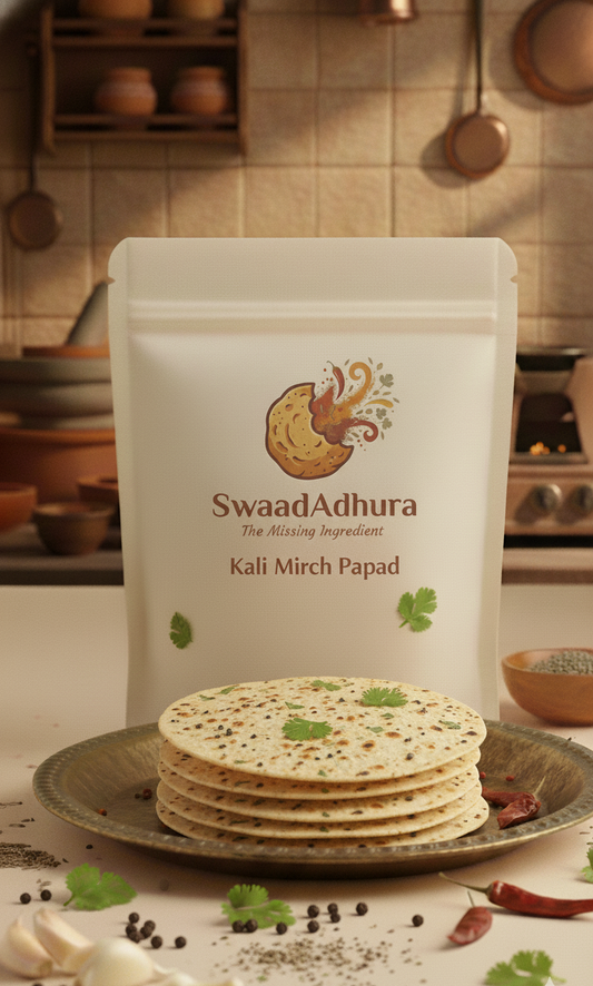 Swaad Adhura Kali Mirch(Black Pepper) Papad – Classic Spiced Papad